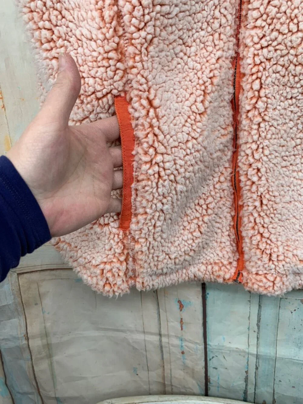 Green Tea Ladies XL Orange Sherpa Fleece Vest With Pockets & Zip Front